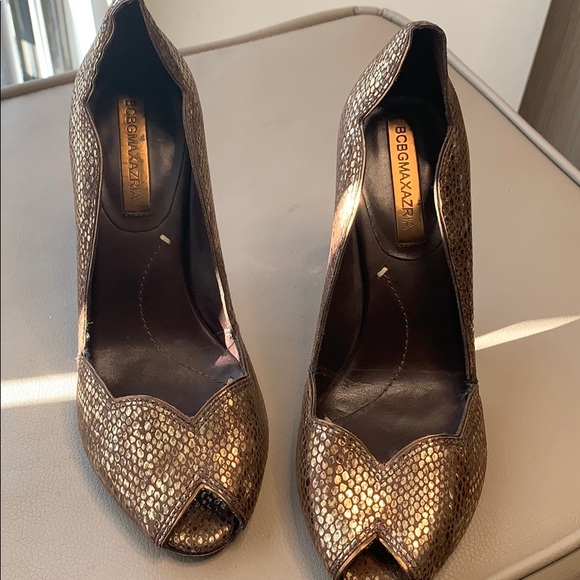 BCBG snakeskin print gold and brown heels 4” - Picture 7 of 8